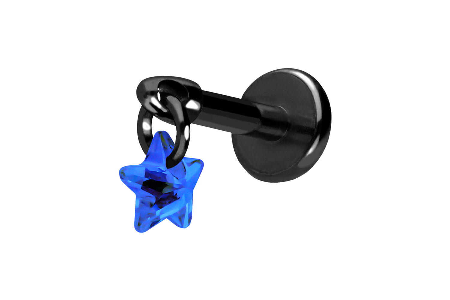 Titan Labret Piercing mit Push Fit KRISTALLSTERN